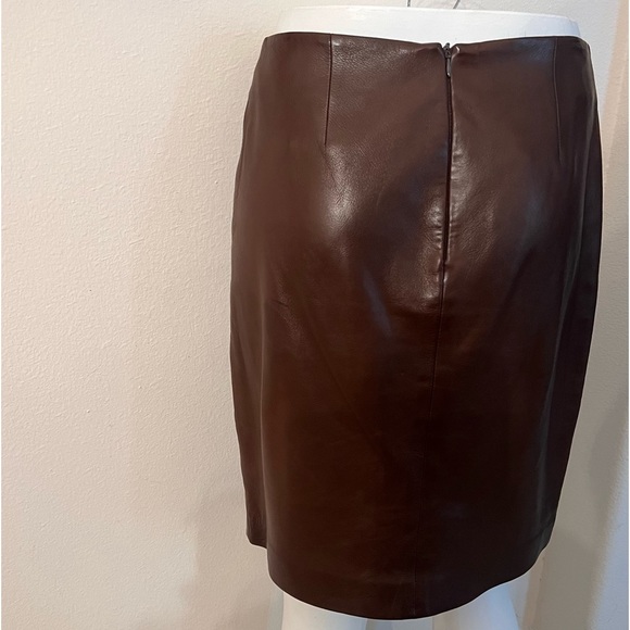 Ralph Lauren PURPLE LABEL Brown Leather Skirt 6 - Picture 8 of 14